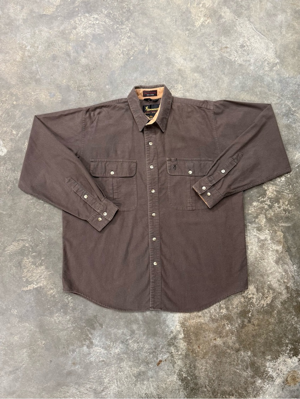 Vintage Browning Men’s L Brown Hunting Workwear Button Down Shirt